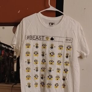 Universal White Tee with Yellow Cartoon Characters